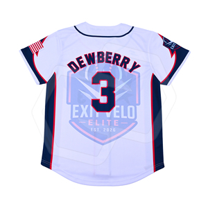 Camiseta de Béisbol Unisex al por Mayor, con Botones, Blanca y Azul, Manga Corta, Poliéster, Impresión Sublimada, Uniforme de Equipo para Adultos, Secado Rápido - Product Image 2