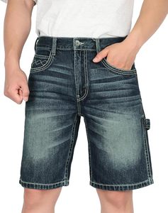 Shorts de bain pour hommes à double genouillère en jean respirant, style streetwear, légers, élégants et confortables - Product Image 5