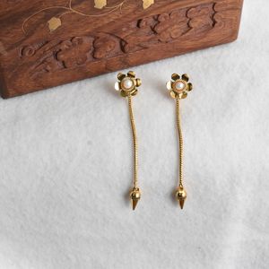 Boucles d'oreilles créoles dorées mates, ornées de pierres, style traditionnel, dernières tendances, magnifiques, pour filles et femmes. - Product Image 1