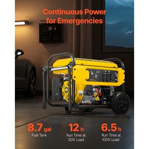 Generatore Portatile 9625W di Potenza di Picco, Generatore di Backup Domestico con Avviamento Elettrico, Alimentato a Gas, Uscita 240V DC - Product Image 3