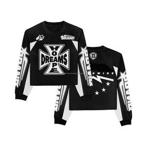 T-shirts personnalisés imprimés effet vieilli délavé à l'acide, 260 g/m² en molleton bouclette, coupe ample, t-shirts surdimensionnés épais pour hommes à manches longues - Product Image 1