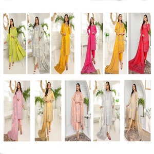 Hermosa y elegante colección de vestidos casuales de 3 piezas para damas, fiestas bordadas-Bin Hameed Volume RANGEEN Indian Pakistani Linen - Product Image 5