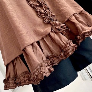 <b>Women's</b> Sexy <b>Brown</b> Chiffon Sleeveless V-Neck Ruffle <b>Top</b> Shorts Set Casual Spring Summer Breathable Quick-Dry Regular Fit - Product Image 4