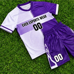 Nuevo Estilo de Camiseta de Fútbol Morada y Blanca de Manga Corta y Pantalones Cortos a Juego con Estampado Personalizado para Equipos Escolares, de Clubes y Ligas Juveniles y de Adultos - Product Image 2