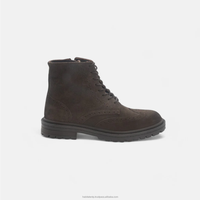 Sepatu bot kulit Suede coklat untuk pria, sepatu bot kulit asli buatan tangan sepanjang ukuran, sepatu desainer baru
