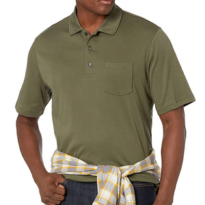 Polo à manches courtes pour homme, vert olive, avec poche poitrine, style décontracté, tissu Oxford en coton, respirant, coupe classique - Product Image 4