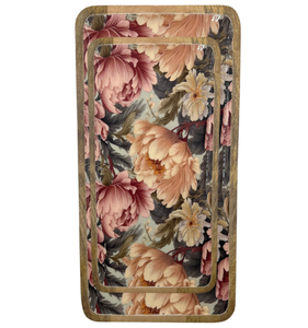 Plateau de service de style américain avec impression émaillée et motif floral pour la maison, l'hôtel, le restaurant, couleur personnalisée, décoration de table, 2 pièces - Product Image 1