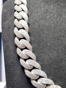 สร้อยคอเงินแท้ 925 แบบ Cuban Link ประดับเพชรโมอิสซาไนต์ สไตล์ฮิปฮอป สำหรับทั้งชายและหญิง - Product Image 2