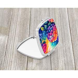 Espejo de maquillaje de viaje compacto de hortensias coloridas, regalo de diseño de mano plegable portátil para mujeres y niñas - Product Image 2