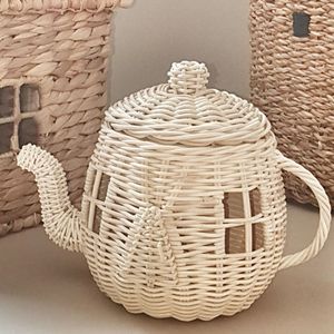 Casa de juegos con forma de tetera, juguete para niños pequeños, ecológico, de ratán, al mejor precio, decoración para habitación infantil. - Product Image 6