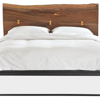 Lit plateforme flottant pliable moderne sculpté à la main en gros |   Cadre de lit en bois de manguier massif avec base en forme de traîneau