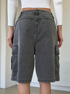 Women <b>Elastic</b> <b>Waist</b> Denim Shorts Casual Loose Blue <b>Jean</b> Shorts Soft Cotton Summer Fashion Ladies Short Pants Comfortable Denim - Product Image 4