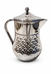 Carafe Surahi en acier inoxydable martelé avec couvercle et poignée, compatible lave-vaisselle, pichet à eau moderne et simple pour le service du thé - Product Image 2