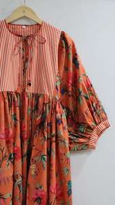 Vestido Midi de Algodón con Estampado Artesanal: Estilo Bohemio Kyra, Vestido para Primavera - Product Image 3