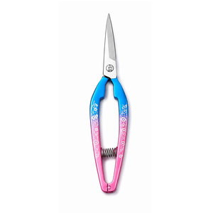 Professional Hairdressing <b>Scissors</b> Stainless Steel Sharp Blade Right Handed Long Handle Pink Blue Gradient <b>Floral</b> Design - Product Image 2