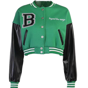 Customizable High Street Split <b>Varsity</b> <b>Jacket</b> Men <b>Women</b> Youth Personalized Baseball Letterman <b>Bomber</b> Front Embroidery Cotton - Product Image 1