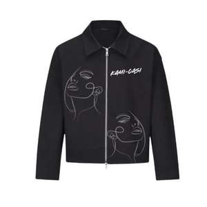 Blouson Bomber Unisexe Personnalisé Streetwear à Col Montant Zippé Noir Décontracté avec Imprimé Graphique et Logo Brodé sur le Devant OEM - Product Image 1