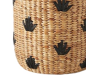 Square Water Hyacinth <b>Basket</b> <b>with</b> Black Pattern Handwoven <b>Storage</b> <b>Basket</b> for <b>Shelf</b> Organizer Bathroom Bedroom Home - Product Image 3