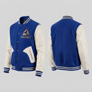 Blouson Bomber Unisexe Stalwart Gris Foncé Bleu Marine avec Broderie Logo Géométrique, Fermeture Boutons Recouverts, Style Décontracté Hiver Patchwork - Product Image 5