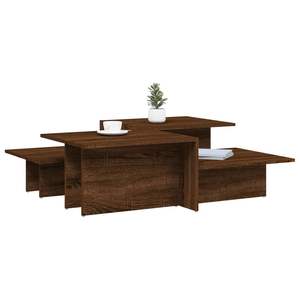 Set di 2 tavolini da caffè in legno ingegnerizzato di rovere marrone con contenitore di medie dimensioni, mobili resistenti ed eleganti - Product Image 3