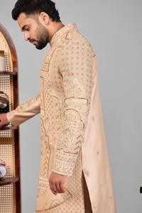 Costume traditionnel Jodhpuri pour homme, noir, avec perles de verre et broderies en soie Dhaga, tenue de soirée formelle ethnique pour mariage. - Product Image 4