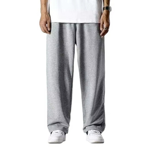 Wholesale Custom Midweight <b>Black</b> Men's Straight Joggers Sweatpants Cotton Blend Casual Breathable Eco-Friendly <b>Plain</b> Dyed pants - Product Image 2