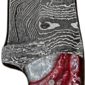 Cuchillo Táctico de Caza Forjado a Mano con Hoja Fija Damascus Tanto y Mango de Resina con Remolinos Rojos y Blancos para Supervivencia al Aire Libre - Product Image 4