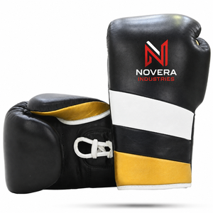 Gants de boxe professionnels en cuir véritable de haute qualité, à lacets, imperméables, à séchage rapide, anti-humidité, à doigts entiers, pour arts martiaux - Product Image 4