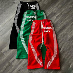 OEM Wholesale Unisex Fashion High Quality Streetwear Cotton French Terry Flare Sweat Side Stripe Pants For Men's - Product Image 1