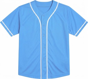 Maillot de baseball rouge Orha International, col en V, manches courtes, boutons sur le devant, polyester/coton, respirant, séchage rapide, écologique - Product Image 2