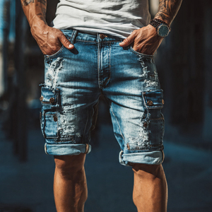 Wholesale Summer Street <b>Jeans</b> Denim Shorts Men's High <b>Button</b> Waist Denim Shorts Mens Casual Denim Shorts - Product Image 5