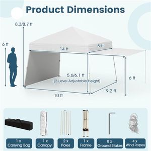 Tenda a baldacchino bianca pieghevole 14 x 9,2 piedi - Product Image 3