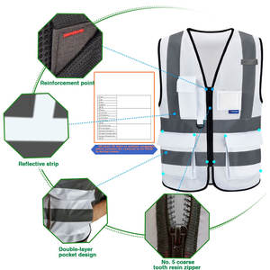 Gilet de sécurité haute visibilité réfléchissant avec poche zippée, conforme à la norme ANSI Classe 1, avec éclairage LED, imperméable, logo personnalisé, vêtements de travail - Product Image 5