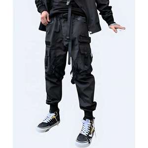 Pantalon cargo techwear pour homme, style urbain tactique, streetwear, hip hop, joggers multi-poches, pantalon à bretelles, style cyberpunk, noir - Product Image 4