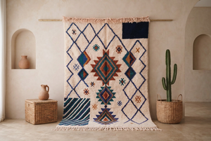 Handmade Moroccan Azilal Berber Hand Knotted Wool <b>Rug</b> Colorful Tribal Geometric Diamond <b>Boho</b> Area Carpet Decor - Product Image 3