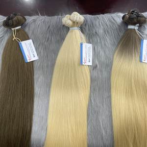 Paquetes de cabello liso, máquina de trama, cabello humano Remy de Vietnam, brillo Natural, textura suave, extremos gruesos, fuente al por mayor - Product Image 5