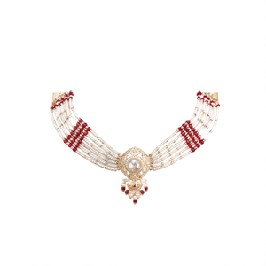 Elegant Designer Crystal Stone <b>Pearl</b> and Beads Choker Necklace <b>Set</b> Fashion <b>Jewelry</b> for Bridal, Party & Special Occasions - Product Image 2