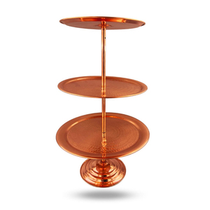 Support à gâteau en métal doré à trois niveaux avec poignée, présentoir à desserts rond pour mariage, fête et décoration intérieure, en solde - Product Image 4
