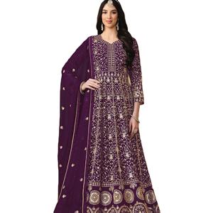 Dernière Designer Faux Georgette Broderie Séquence Travail Anarkali Robe Par Fab Zone - Product Image 1