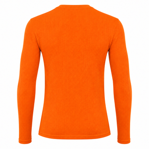 Custom orange Mens Thermal <b>Waffle</b> Long Sleeve crew neck <b>Shirt</b> Quick Dry Athletic Gym Workout Base Layer lightweight streetwear - Product Image 2