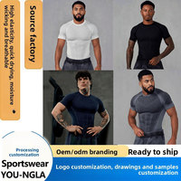 T-shirt ajusté Y-L pour homme, respirant, pour la course, le sport en extérieur, l'entraînement, la gym et l'exercice