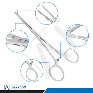 Pinza Hemostática Recta Accuram Rochester Kocher, Pinza Quirúrgica para Arterias, Instrumento de Acero Inoxidable con Bloqueo para Uso Dental, CE - Product Image 2