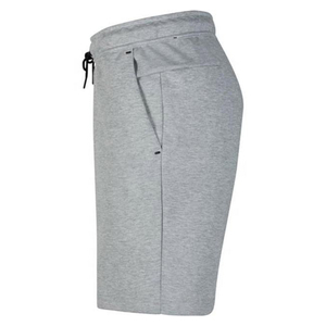 Shorts de sport décontractés pour hommes en jersey gris chiné avec cordon de serrage et poche zippée, en molleton technique - Product Image 2