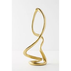 Sculpture abstraite minimaliste en laiton doré, statue sur base en marbre lourd, ornement artistique créatif, décoration intérieure de luxe, art en gros - Product Image 6