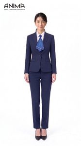 Costume Minimaliste Extensible en Laine ANIMA pour Femme Bleu Marine, Résistant à l'Eau, Respirant, Tenue de Bureau Exécutive Mondiale - Product Image 3