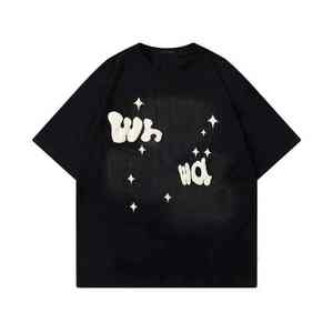 เสื้อยืดคอกลมแขนสั้นผ้าคอตตอนผสมสแปนเด็กซ์น้ำหนักเบา แห้งเร็ว พิมพ์ลายโลโก้แบบพัฟ ดีไซน์ตามสั่ง สำหรับผู้ชาย - Product Image 1