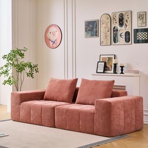 Divano Moderno Minimalista Stile Schneier con 2 Cuscini per Soggiorno, Appartamento o Ufficio - Disponibile in Rosa - Product Image 2