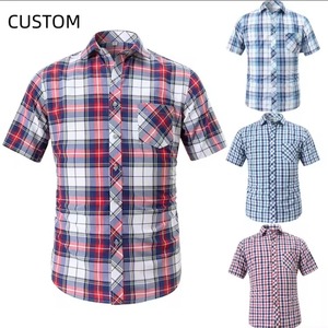 เสื้อเชิ้ตแขนสั้นผู้ชายลายสก็อต ปกคอพับได้ ผ้ากันยับ ระบายอากาศดี ย้อมเส้นด้าย สไตล์ลำลอง น้ำหนักเบา สำหรับฤดูร้อน - Product Image 4