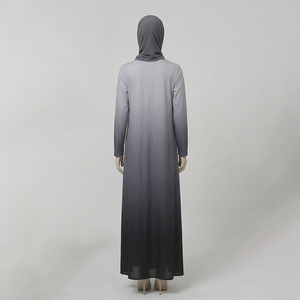 Wholesale Modest Solid Vintage Straight Long Sleeve Chiffon Natural Waistline Silk Washable Eco-Friendly Dubai <b>Abaya</b> Muslim - Product Image 3