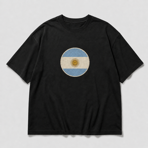Camiseta Personalizada con Gráfico de la Bandera Nacional Negra, 100% Algodón, Cuello Redondo, Manga Corta, Estilo Vintage para Hombre, Ropa Deportiva Casual para Fanáticos, OEM ODM - Product Image 1